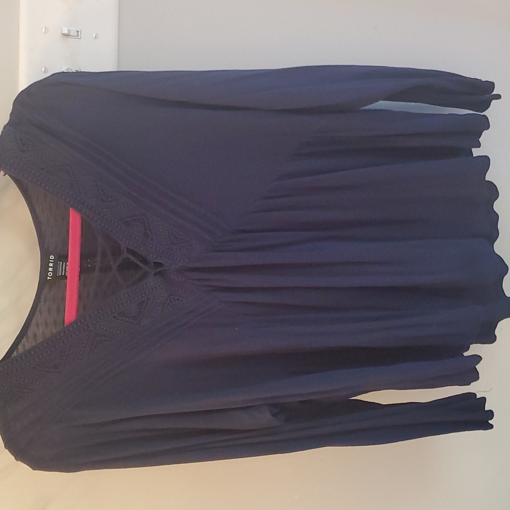 Torrid navy boho style blouse plus size 2 - Picture 3 of 5
